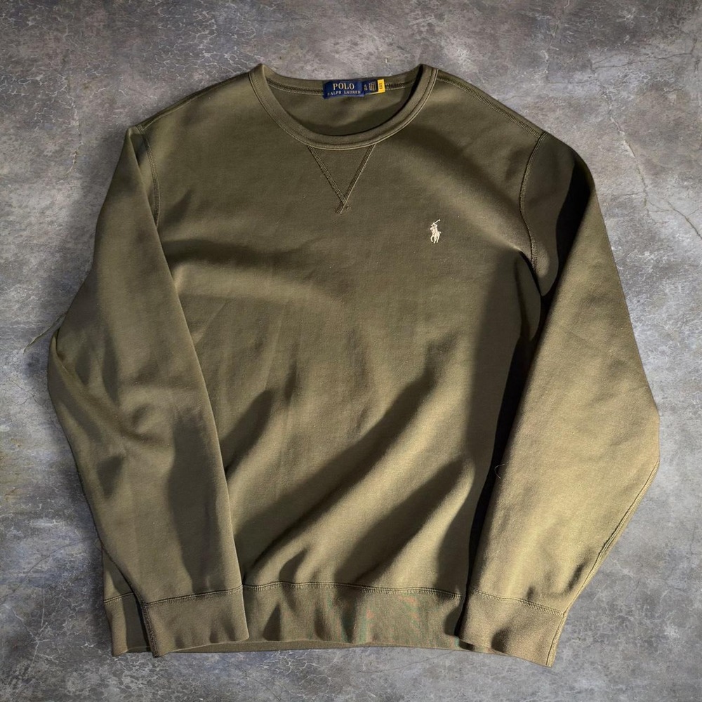 Polo Ralph Lauren Olive Green Crewneck Sweatshirt Mens XL Pony Logo Khaki